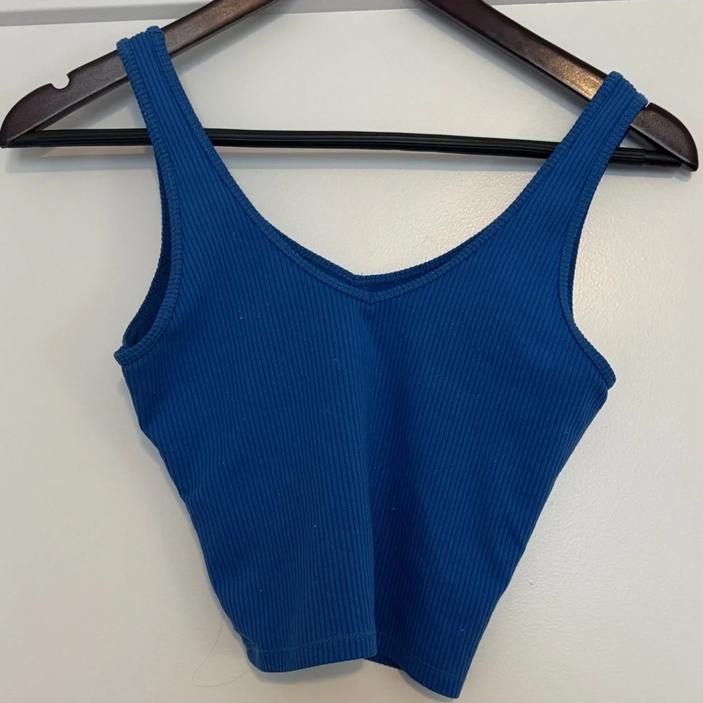 Blue Ribbed Tank Top - Picture 2 of 2